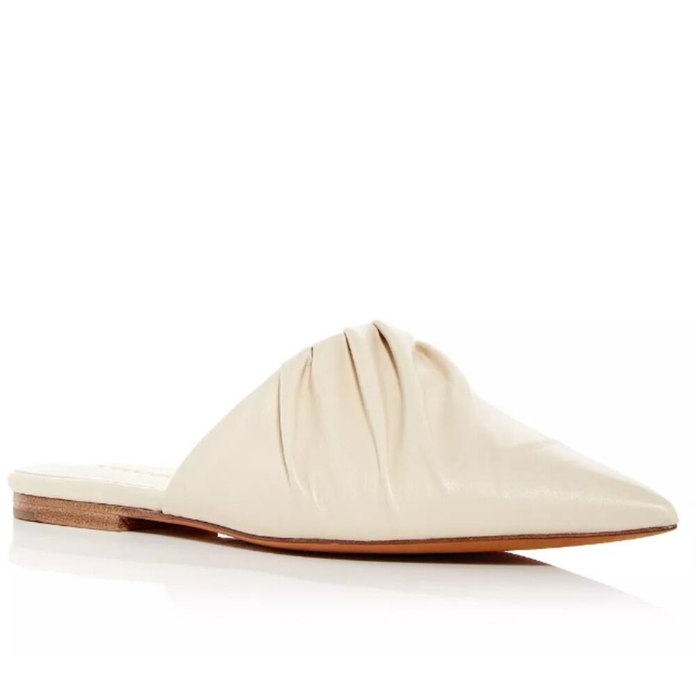 Vince Hedi Leather Mules Moonlight Neutral Minimalist Slip On Flats Size 10